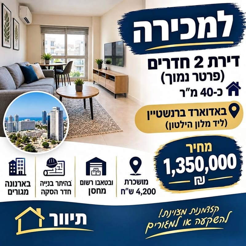 תמונה מפייסבוק – 2 חדרים • 1,350,000 ₪, אדוארד ברנשטיין, הצפון הישן - החלק הצפוני, תל אביב (1)