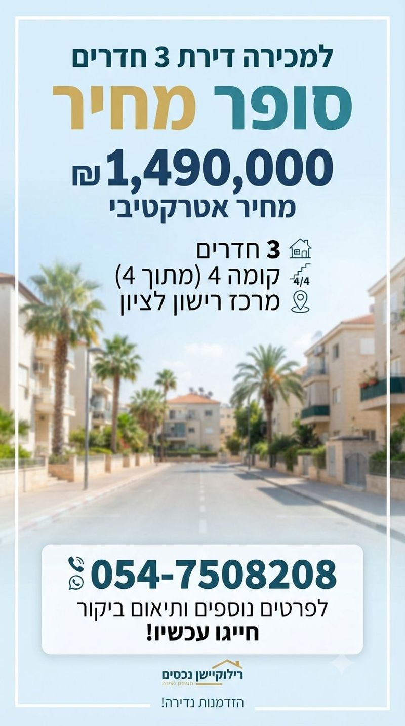 תמונה מפייסבוק – מספר החדרים לא צוין • 1,490,000 ₪, הרצל, אברמוביץ, ראשון לציון