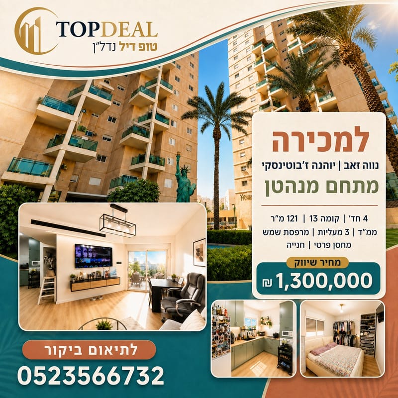תמונה מפייסבוק – 4 חדרים • 1,300,000 ₪, יוהנה ז׳בוטינסקי, נווה זאב, באר שבע (1)