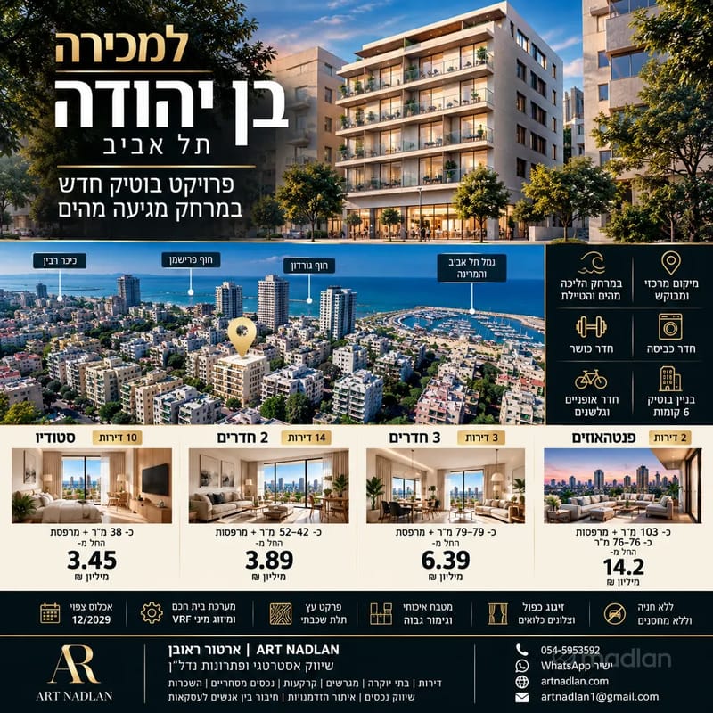 תמונה ממדלן – סטודיו • 3,450,000 ₪, בן יהודה 4, לב תל אביב, תל אביב (1)
