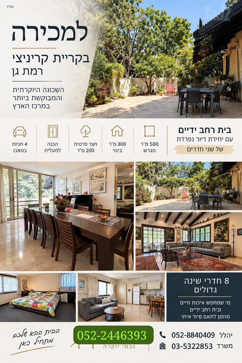 תמונה מיד2 – 8 חדרים • 9,000,000 ₪, קריית קריניצי, רמת גן (1)